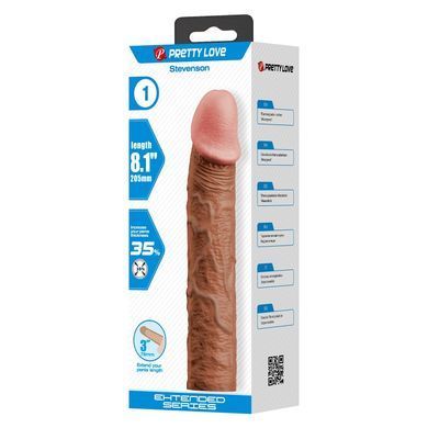 Подовжуюча насадка презерватив Pretty Love - Stevenson 8.1" Brown, BI-026268-1