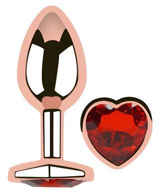 Анальная пробка с кристаллом EGZO - Rose Gold Heart Plug Red size S