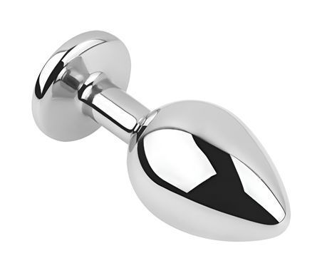 Анальная пробка с кристаллом EGZO - Silver Round Plug Blue size S