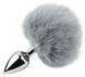 Анальная пробка с хвостом EGZO - Bunny Tail Silver Plug Purple, size S