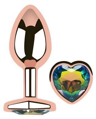 Анальна пробка з кристалом EGZO - Rose Gold Heart Plug Rainbow size S