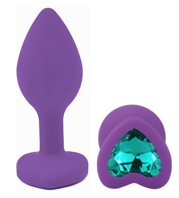 Силіконова анальна пробка EGZO - Silicone Violet Heart Plug Marine, size S