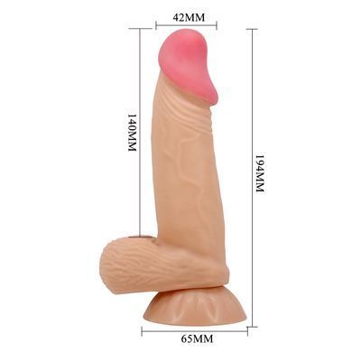Фаллоимитатор на присоске, с хребтом и эффектом скользящей кожи LyBaile - Sliding Skin 7,6&rdquo; Flesh, BW-008108NRG