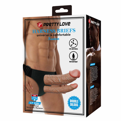 Мужской анально-вагинальный страпон PRETTY LOVE - Harnes Briefs KEAREN 6.9", BW-022106