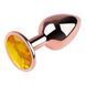Анальная пробка с кристаллом EGZO - Rose Gold Round Plug Yellow size S