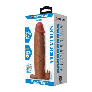 Подовжуюча насадка з вібростимуляцією Pretty Love - Xerxes Vibrating Penis Sleeve Brown, BI-026282Z-1