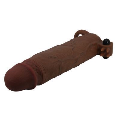 Подовжуюча насадка з вібростимуляцією Pretty Love - Xerxes Vibrating Penis Sleeve Brown, BI-026282Z-1