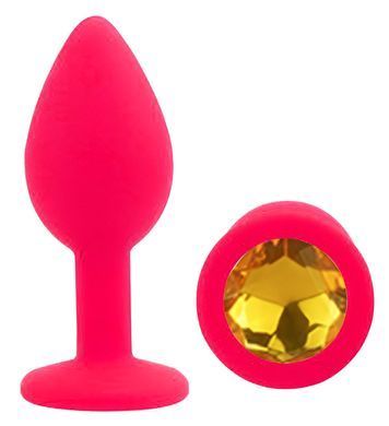 Силіконова анальна пробка EGZO - Silicone Pink Round Plug Yellow, size S