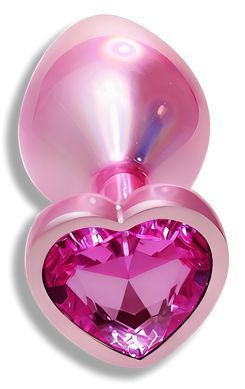 Анальная пробка с кристаллом EGZO - Pink Perl Heart Plug Rose, size S