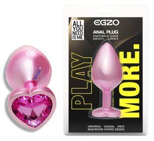 Анальная пробка с кристаллом EGZO - Pink Perl Heart Plug Rose, size S