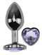 Анальная пробка с кристаллом EGZO - Dark Silver Heart Plug Amethyst size S