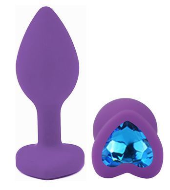 Силіконова анальна пробка EGZO - Silicone Violet Heart Plug Blue, size S