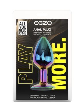 Анальна пробка з кристалом EGZO - Multicolor Round Plug Rose size M