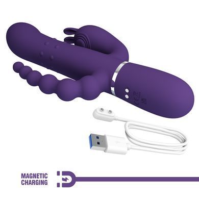 Вібромасажер з анальним та кліторальним стимулятором Pretty Love - Cammy Dark Purple Twinkled Tenderness, BW-500036-2