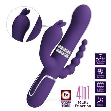 Вібромасажер з анальним та кліторальним стимулятором Pretty Love - Cammy Dark Purple Twinkled Tenderness, BW-500036-2