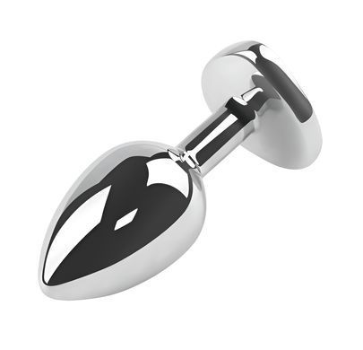 Анальна пробка з кристалом EGZO - Silver Heart Plug Blue size M