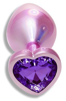 Анальная пробка с кристаллом EGZO - Pink Perl Heart Plug Purple, size S