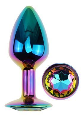 Анальна пробка з кристалом EGZO - Multicolor Round Plug Rainbow size M