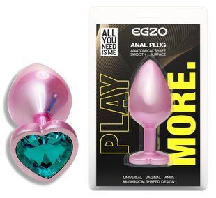 Анальная пробка с кристаллом EGZO - Pink Perl Heart Plug Marine, size S