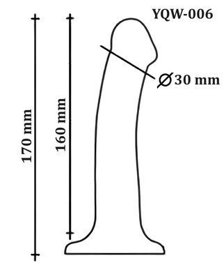 Фалоімітатор на присосці, із м'якого двошарового силікону OYO - Dildo Double Layer Silicone YQW-006 (довжина 17 см, діаметр 3 см)