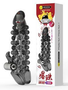 Удлиняющая насадка с вибростимуляцией Meleon - Explosive Beads Steel Cannon Wolf Tooth Set Z12, ZPS-120