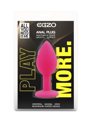 Силиконовая анальная пробка EGZO - Silicone Pink Heart Plug Rose, size S