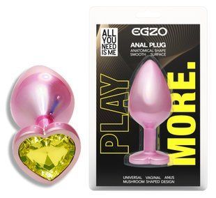 Анальная пробка с кристаллом EGZO - Pink Perl Heart Plug Lime, size S