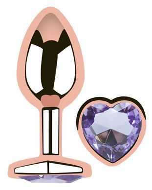 Анальная пробка с кристаллом EGZO - Rose Gold Heart Plug Amethyst size S
