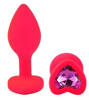Силиконовая анальная пробка EGZO - Silicone Pink Heart Plug Rose, size S