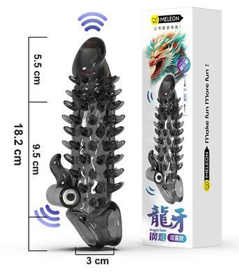 Подовжуюча насадка з вібростимуляцією Meleon - Dragon Tooth Steel Cannon Wolf Tooth Set Z2, ZPS-122