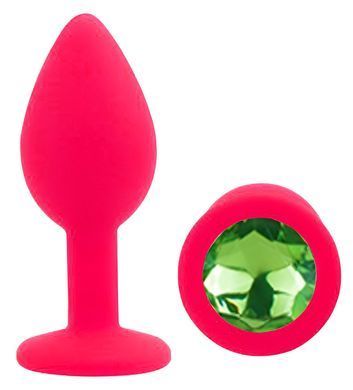 Силиконовая анальная пробка EGZO - Silicone Pink Round Plug Green, size S