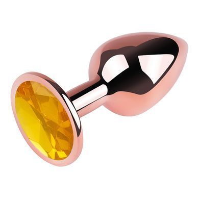 Анальная пробка с кристаллом EGZO - Rose Gold Round Plug Yellow size M