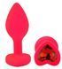 Силиконовая анальная пробка EGZO - Silicone Pink Heart Plug Red, size S