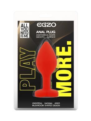 Силиконовая анальная пробка EGZO - Silicone Red Heart Plug Clear, size S