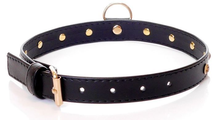 Ошейник из искуственной кожи с кристаллами Fetish Boss Series - Collar Gold Crystal, BS3300116