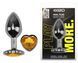 Анальная пробка с кристаллом EGZO - Dark Silver Heart Plug Yellow size M