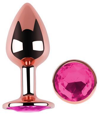 Анальна пробка з кристалом EGZO - Rose Gold Round Plug Rose size M