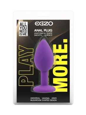 Силіконова анальна пробка EGZO - Silicone Purple Round Plug Red, size S