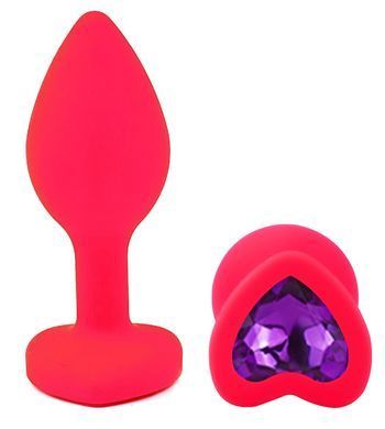 Силиконовая анальная пробка EGZO - Silicone Pink Heart Plug Purple, size S