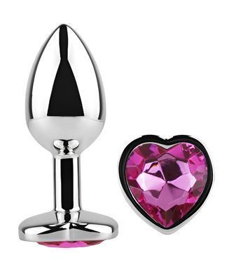 Анальная пробка с кристаллом EGZO - Silver Heart Plug Rose size S