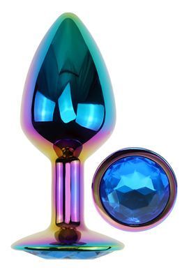 Анальна пробка з кристалом EGZO - Multicolor Round Plug Blue size M