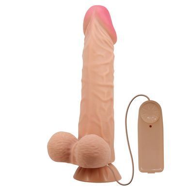 Вибратор на присоске с хребтом и эффектом скользящей кожи BAILE - Sliding Skin 9,4'' Flesh, BW-008104ZRG