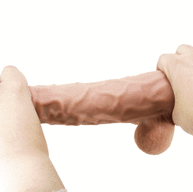 Вибратор на присоске с хребтом и эффектом скользящей кожи BAILE - Sliding Skin 9,4'' Flesh, BW-008104ZRG