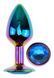 Анальна пробка з кристалом EGZO - Multicolor Round Plug Blue size M