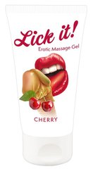 Веганський масажний гель на водній основі з ароматом і смаком вишні-Lick-it Cherry, 50 мл