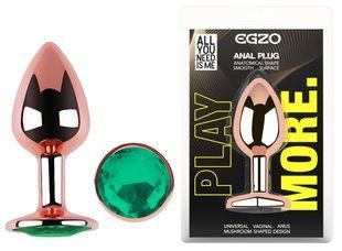 Анальная пробка с кристаллом EGZO - Rose Gold Round Plug Marine size M
