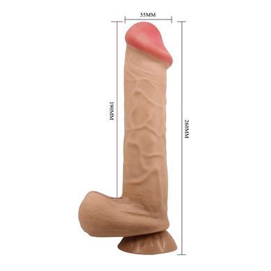 Фалоімітатор на присосці, з хребтом та ефектом ковзної шкіри LyBaile - Sliding Skin 10,2&rdquo; Flesh, BW-008103NRG