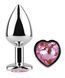 Анальная пробка с кристаллом EGZO - Silver Heart Plug Pink size S