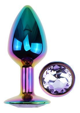 Анальна пробка з кристалом EGZO - Multicolor Round Plug Amethyst size M