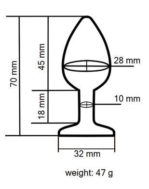 Анальна пробка з кристалом EGZO - Dark Gray Round Plug Rose, size S